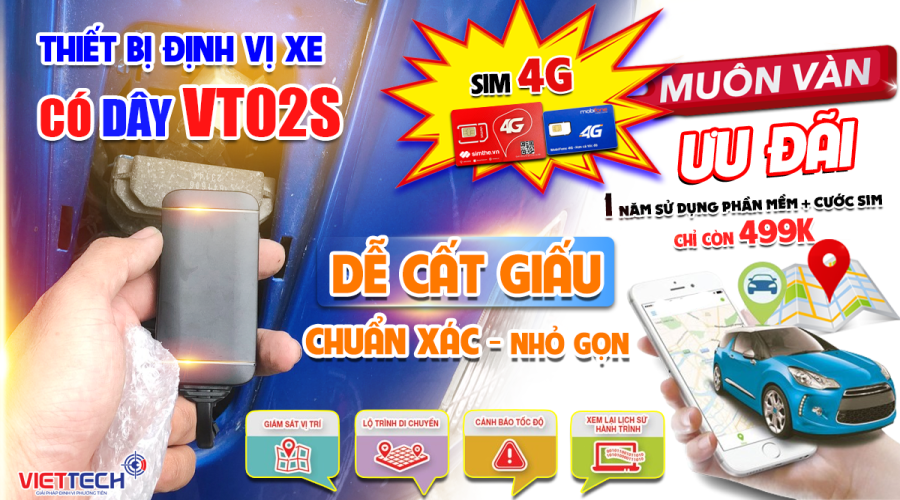 Định vị ô tô xe máy có dây VT02S